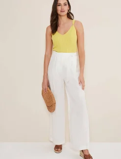 Aaliyah Linen Belted Wide Leg Trousers