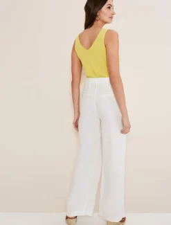 Aaliyah Linen Belted Wide Leg Trousers