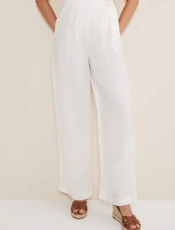 Aaliyah Linen Belted Wide Leg Trousers
