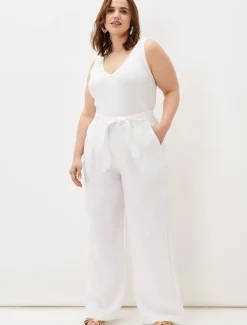 Aaliyah Linen Belted Wide Leg Trousers