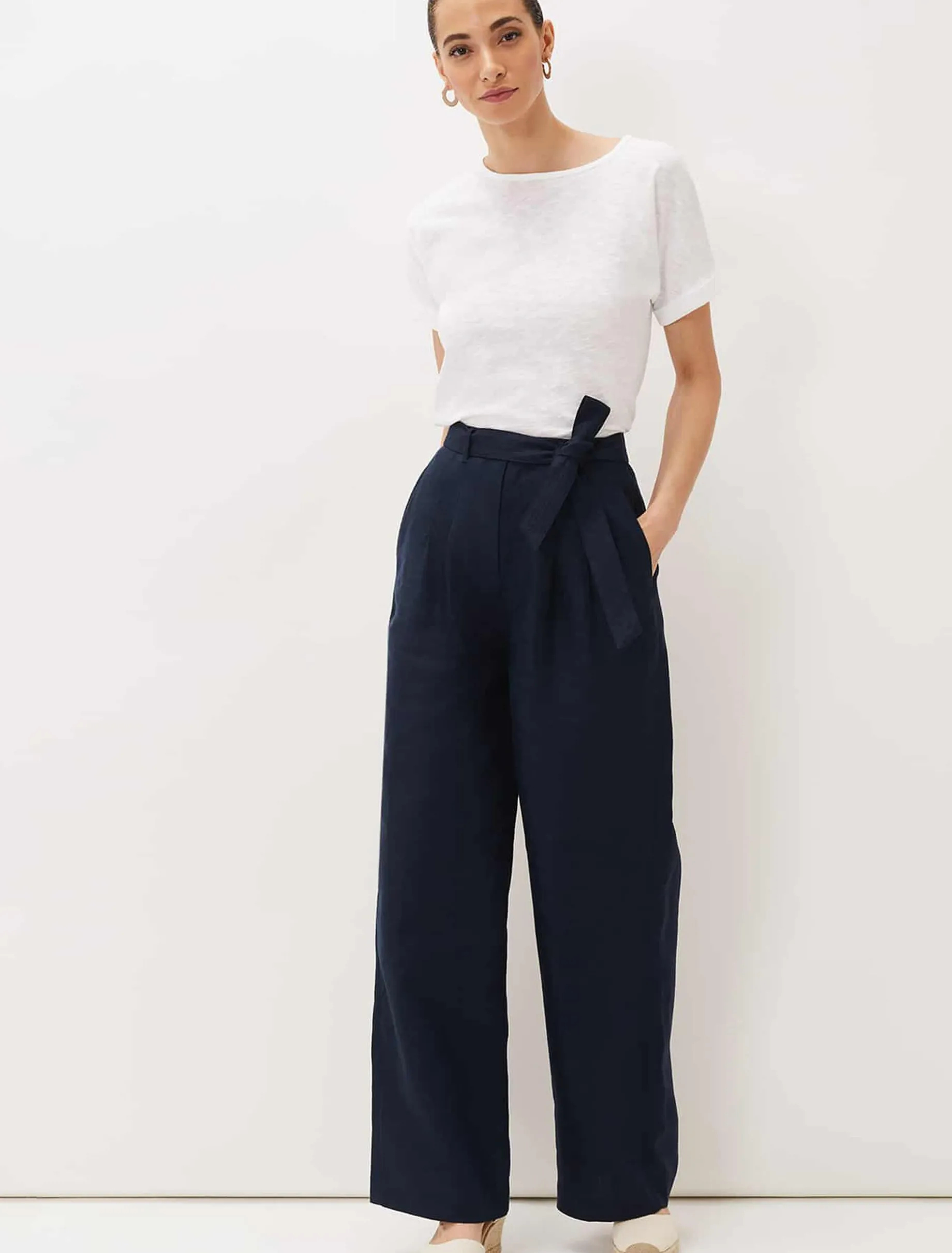 Aaliyah Linen Belted Wide Leg Trouser