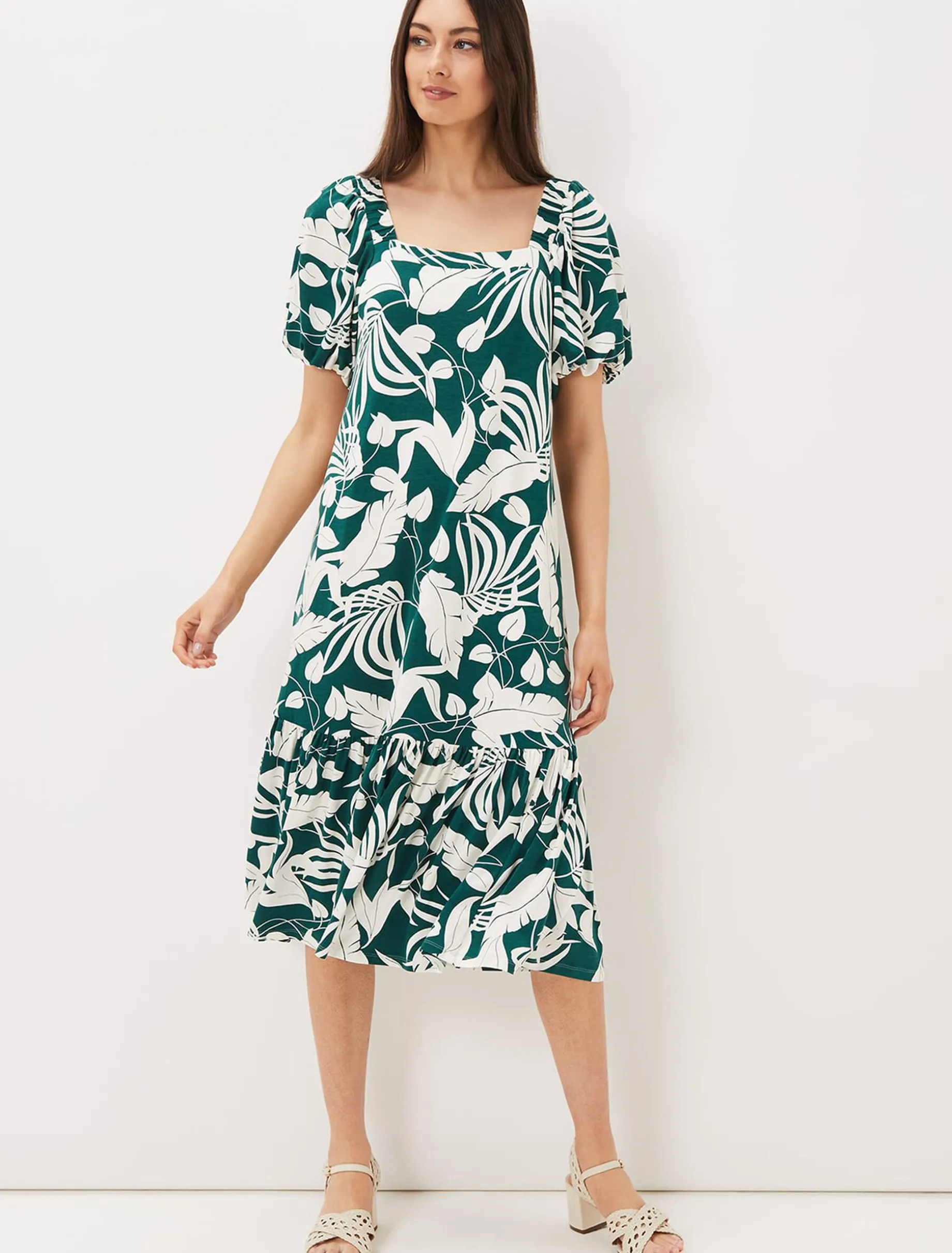Aayra Palm Print Midaxi Dress