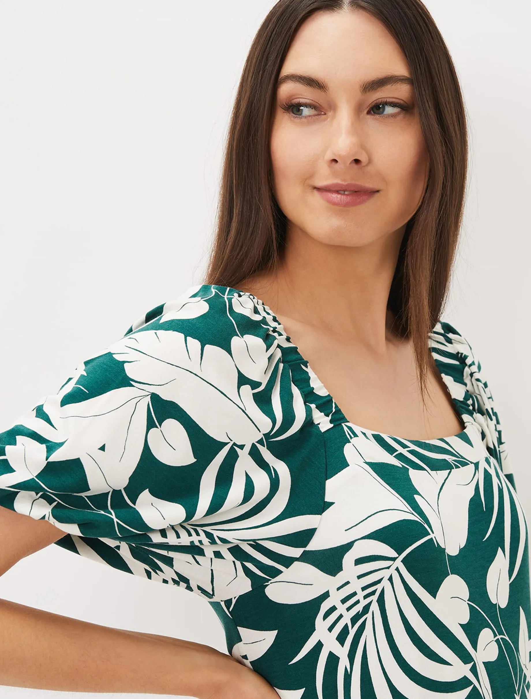 Aayra Palm Print Midaxi Dress