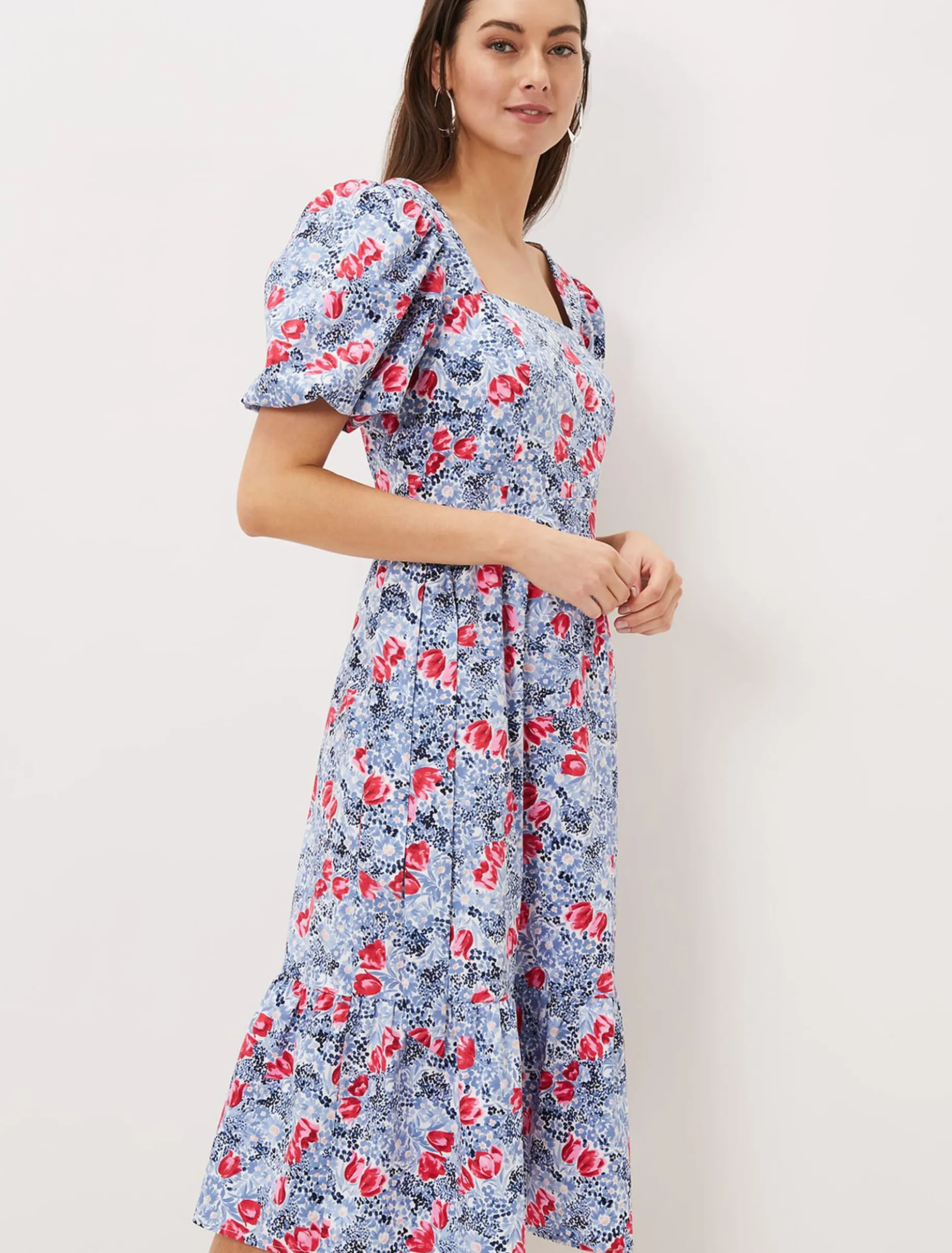 Abbiana Cotton Floral Midi Dress