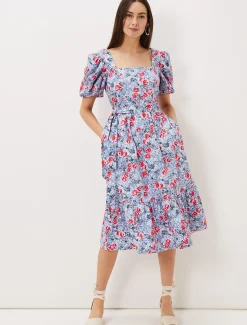 Abbiana Cotton Floral Midi Dress