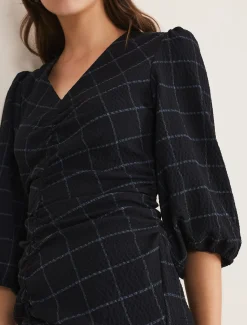 Addison Check Ruched Dress