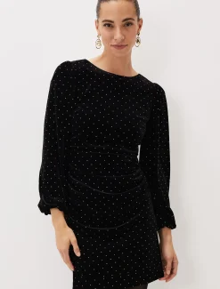 Adele Studded Velvet Mini Dress