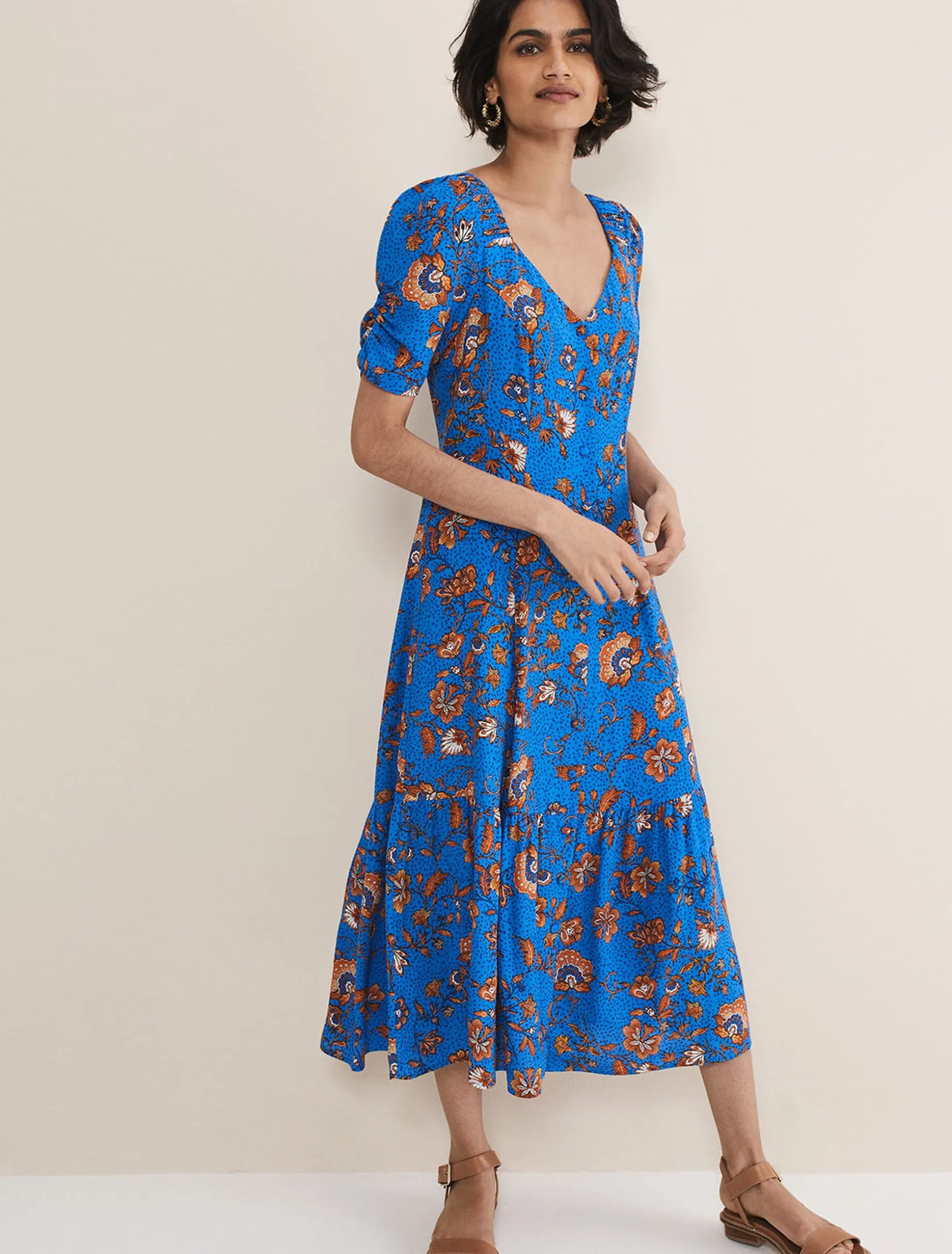 Adriel Paisley Midi Dress