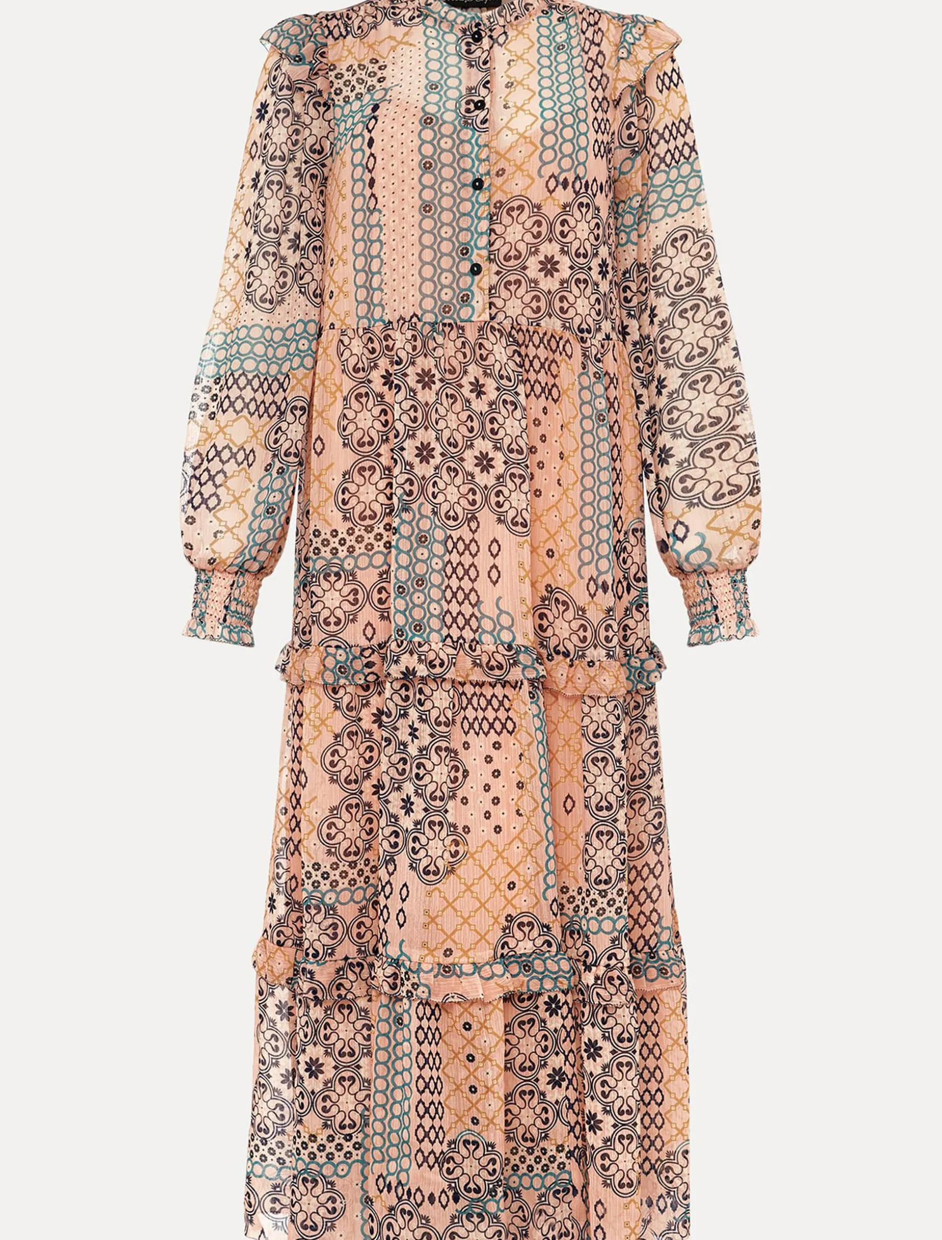 Ailsa Geometric Print Chiffon Midi Dress