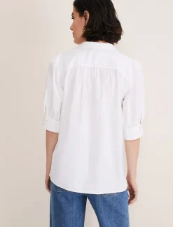Alannah Puff Sleeve Zip Collar Blouse