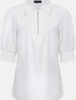 Alannah Puff Sleeve Zip Collar Blouse