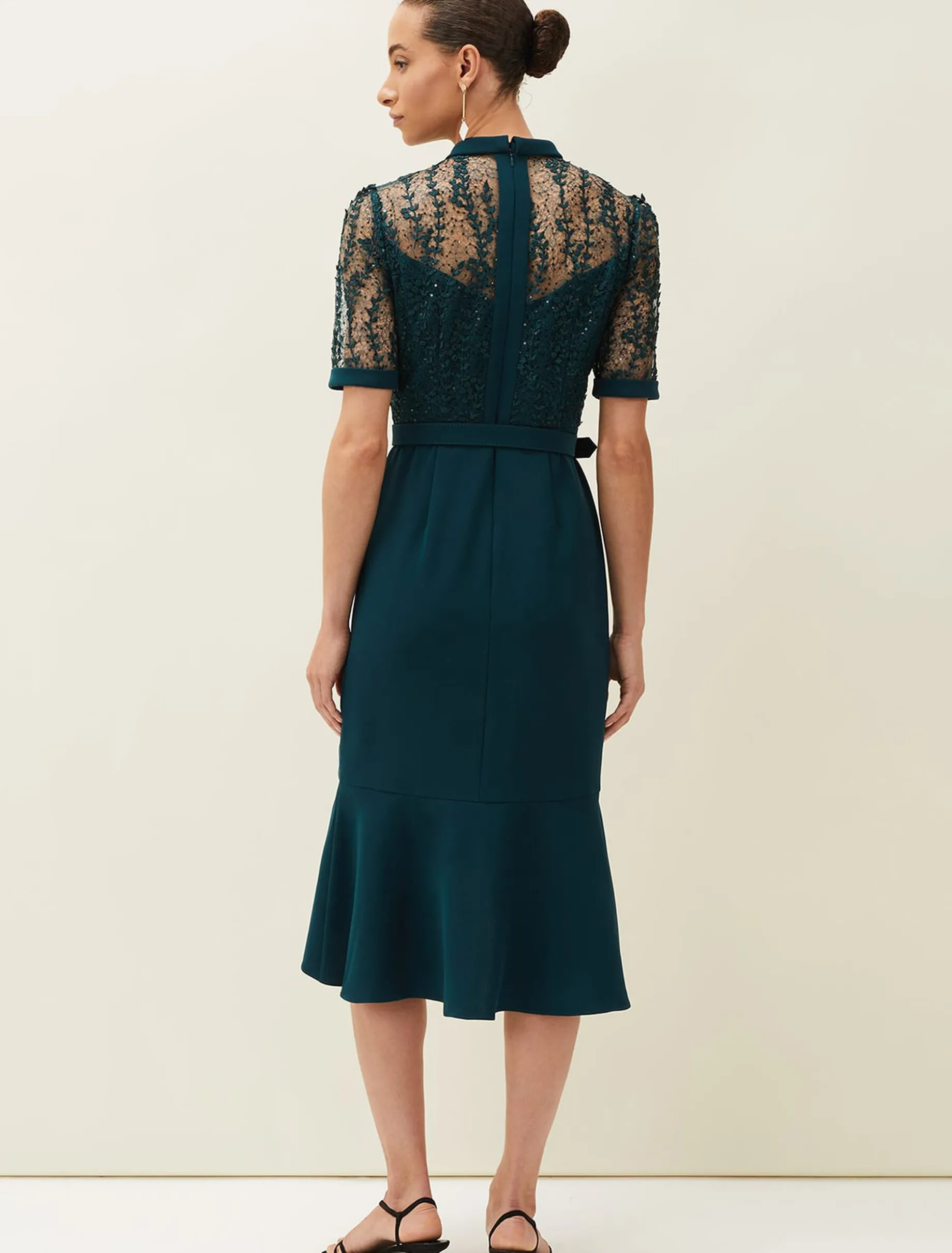 Alesia Lace Bodice Belted Dress