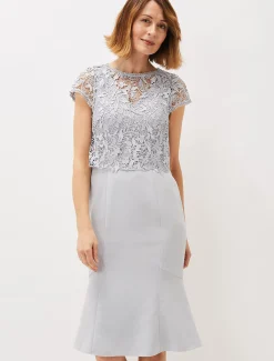 Alisha Double Layer Lace Peplum Dress