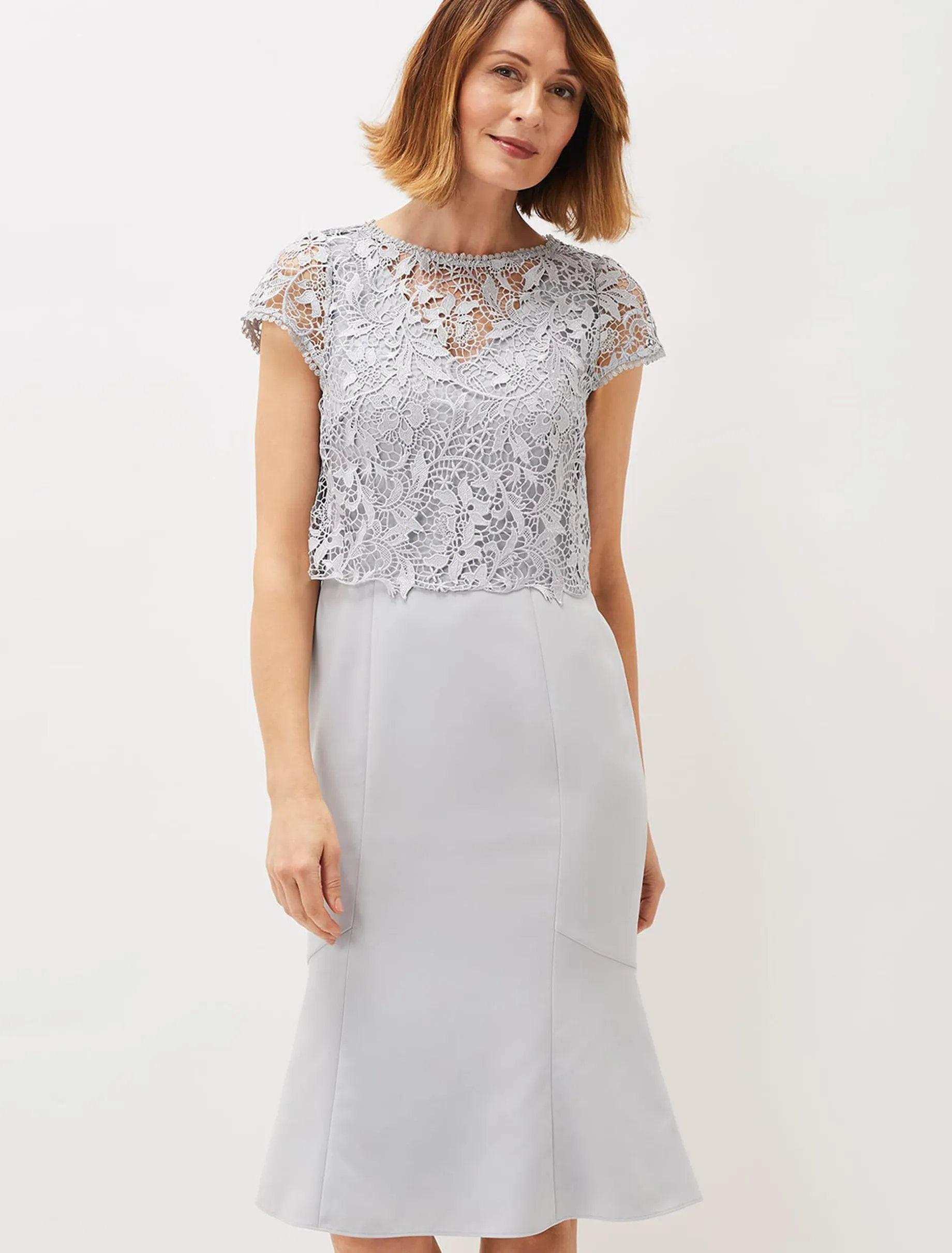 Alisha Double Layer Lace Peplum Dress