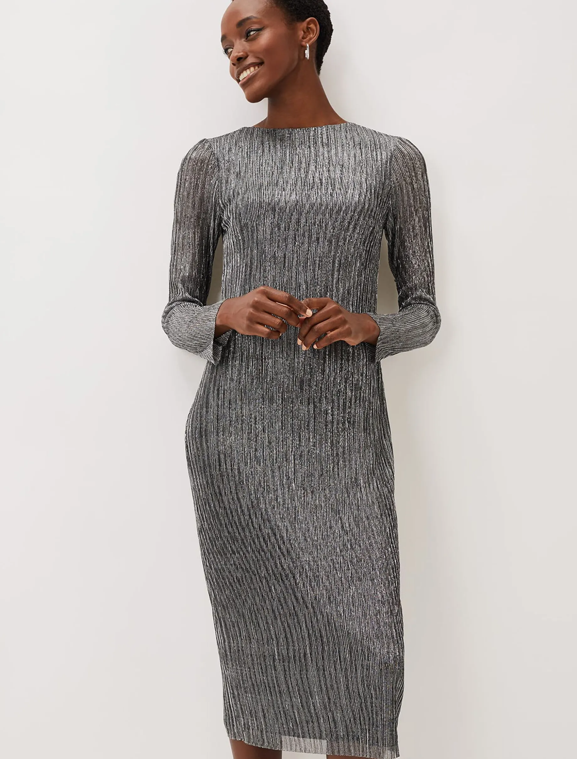 Alix Plisse Midi Dress