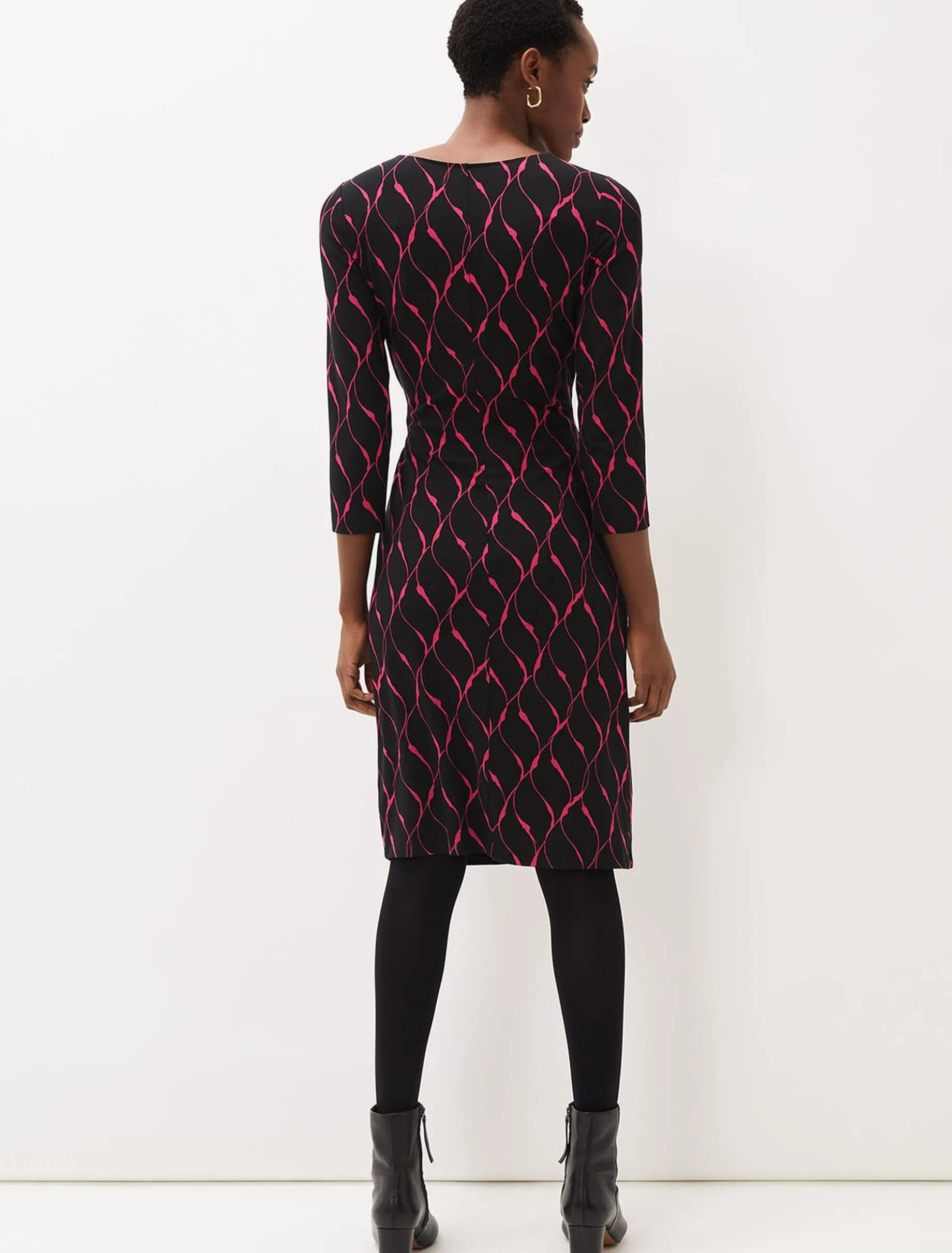 Ally Abstract Print Fitted Jersey Dress