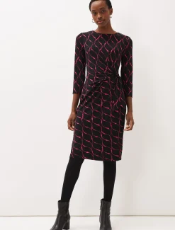 Ally Abstract Print Fitted Jersey Dress