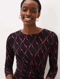 Ally Abstract Print Fitted Jersey Dress