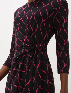 Ally Abstract Print Fitted Jersey Dress