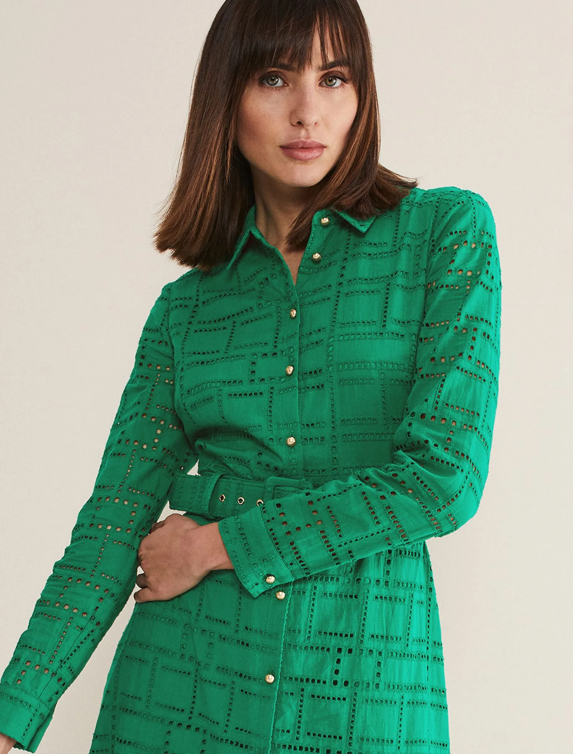 Amalie Broderie Shirt Midi Dress