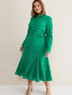Amalie Broderie Shirt Midi Dress