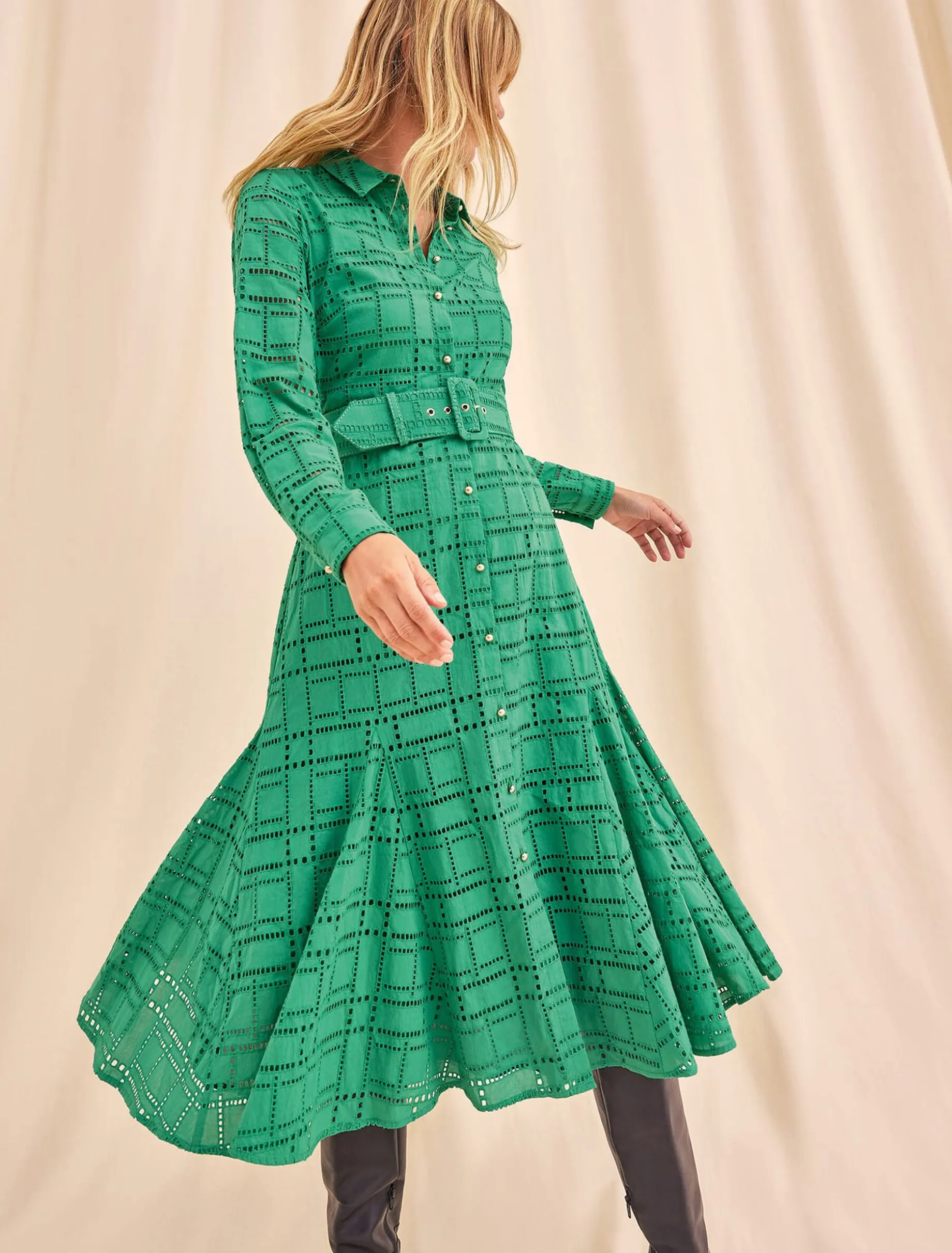 Amalie Broderie Shirt Midi Dress