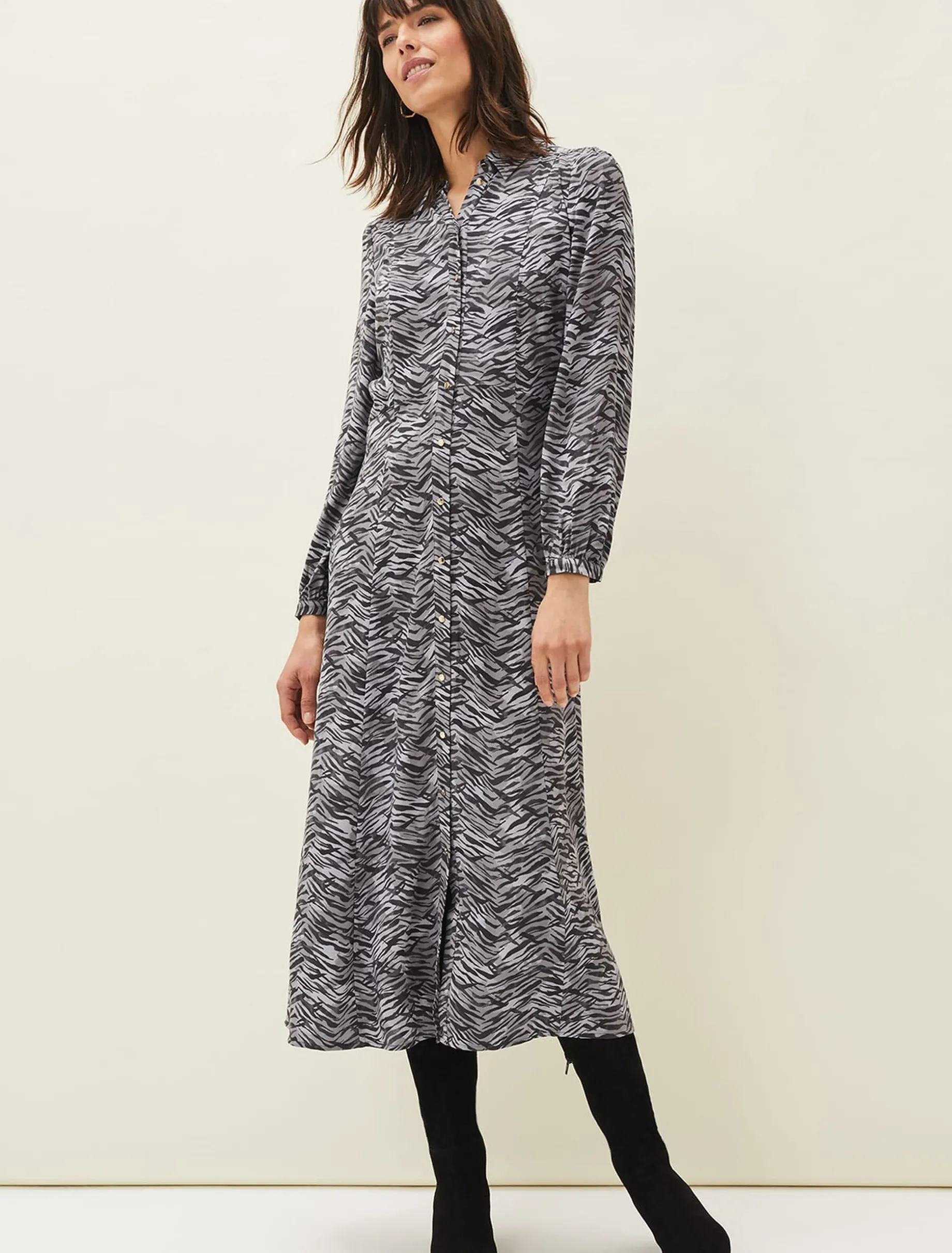 Amari Zebra Print Midaxi Dress