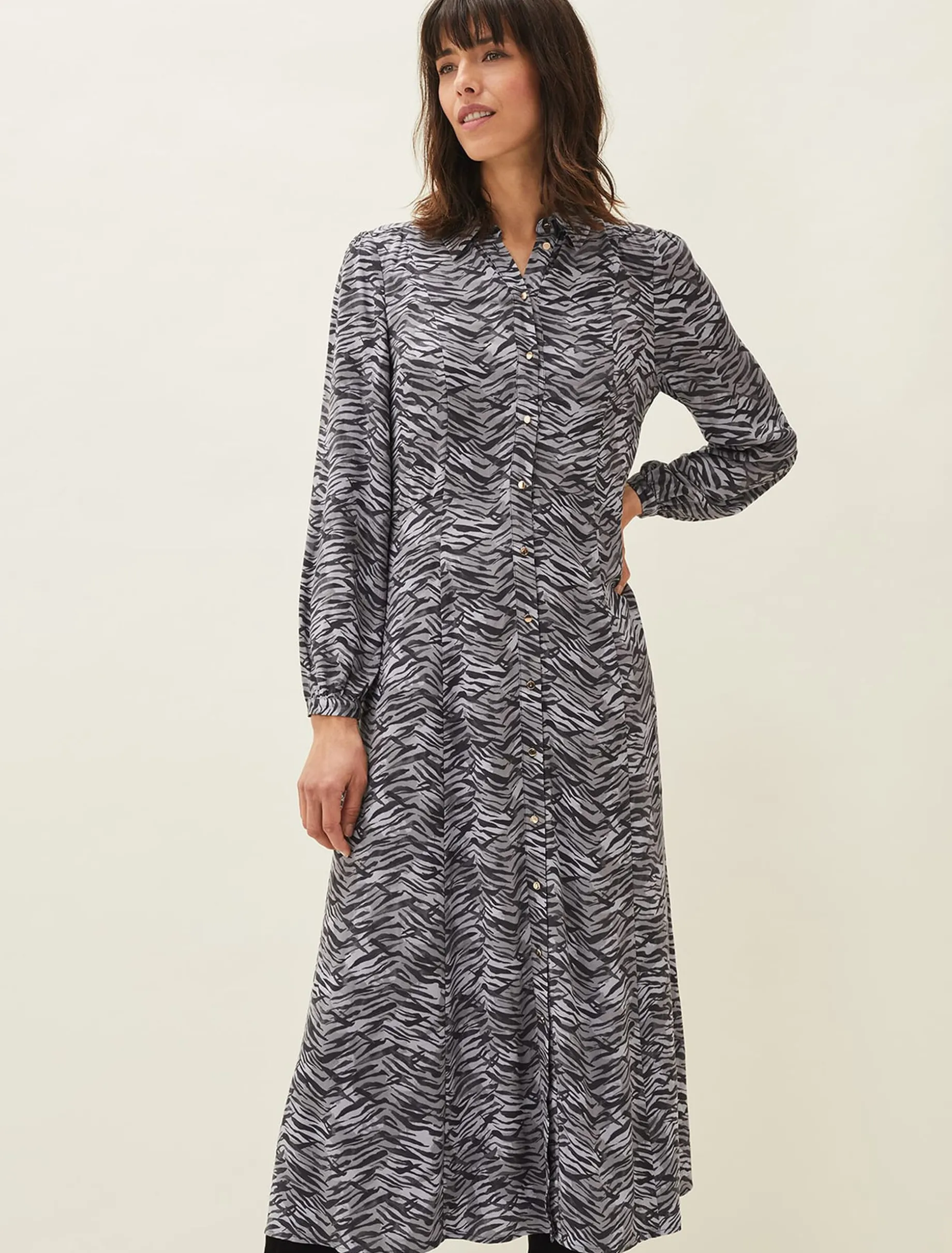 Amari Zebra Print Midaxi Dress