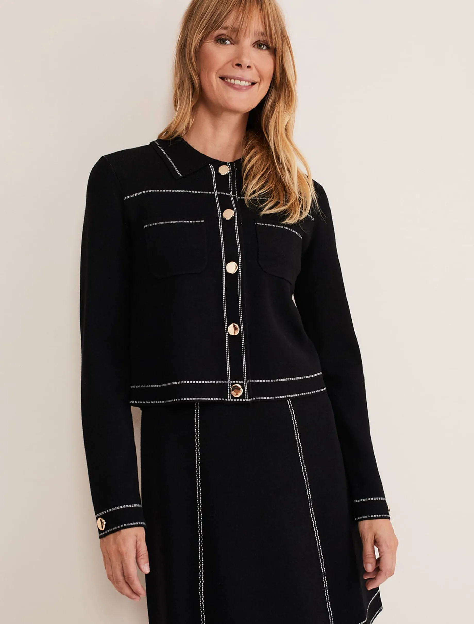 Amaya Contrast Stitch Knit Jacket