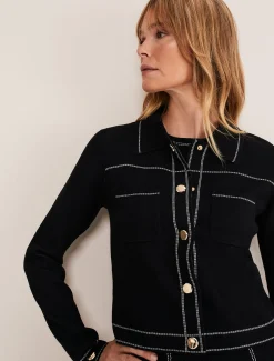 Amaya Contrast Stitch Knit Jacket