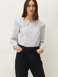 Amelia Oversized Embroidered Collar Blouse