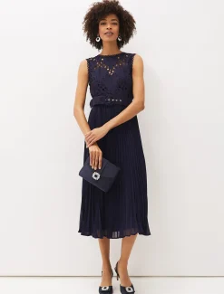 Amora Lace Bodice Pleated Dress