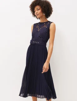 Amora Lace Bodice Pleated Dress