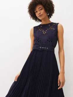 Amora Lace Bodice Pleated Dress