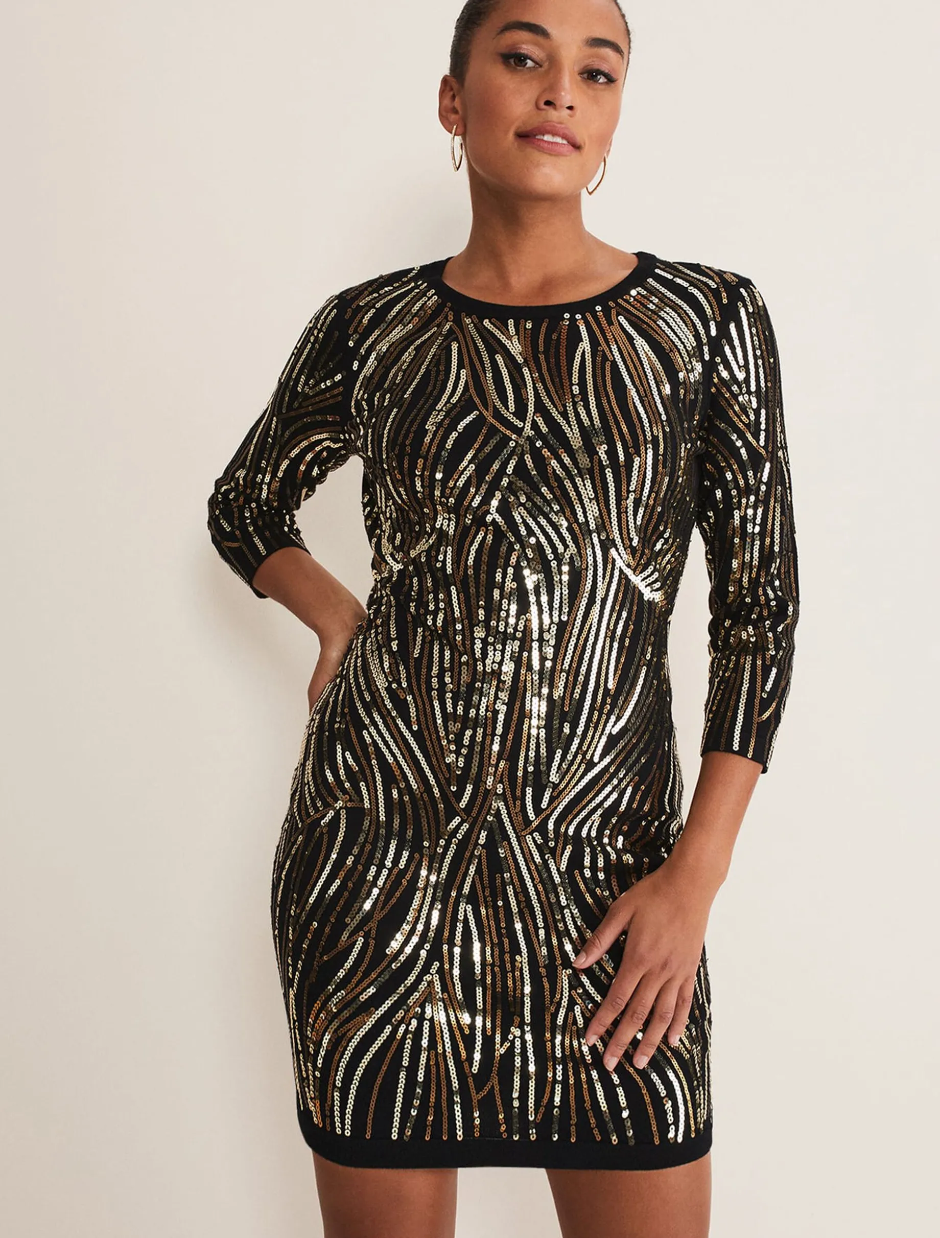 Anisa Open Back Sequin Knit Dress