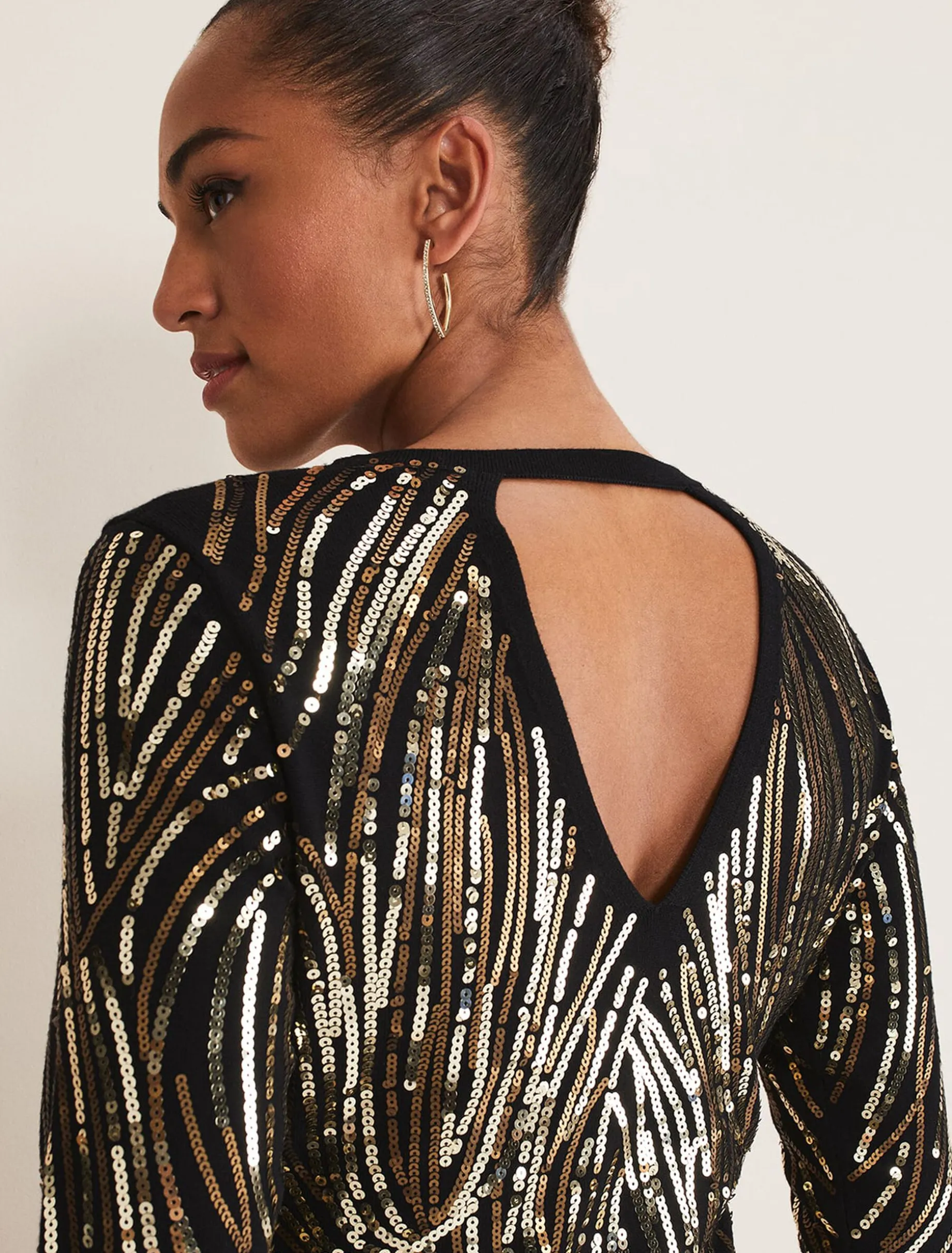 Anisa Open Back Sequin Knit Dress