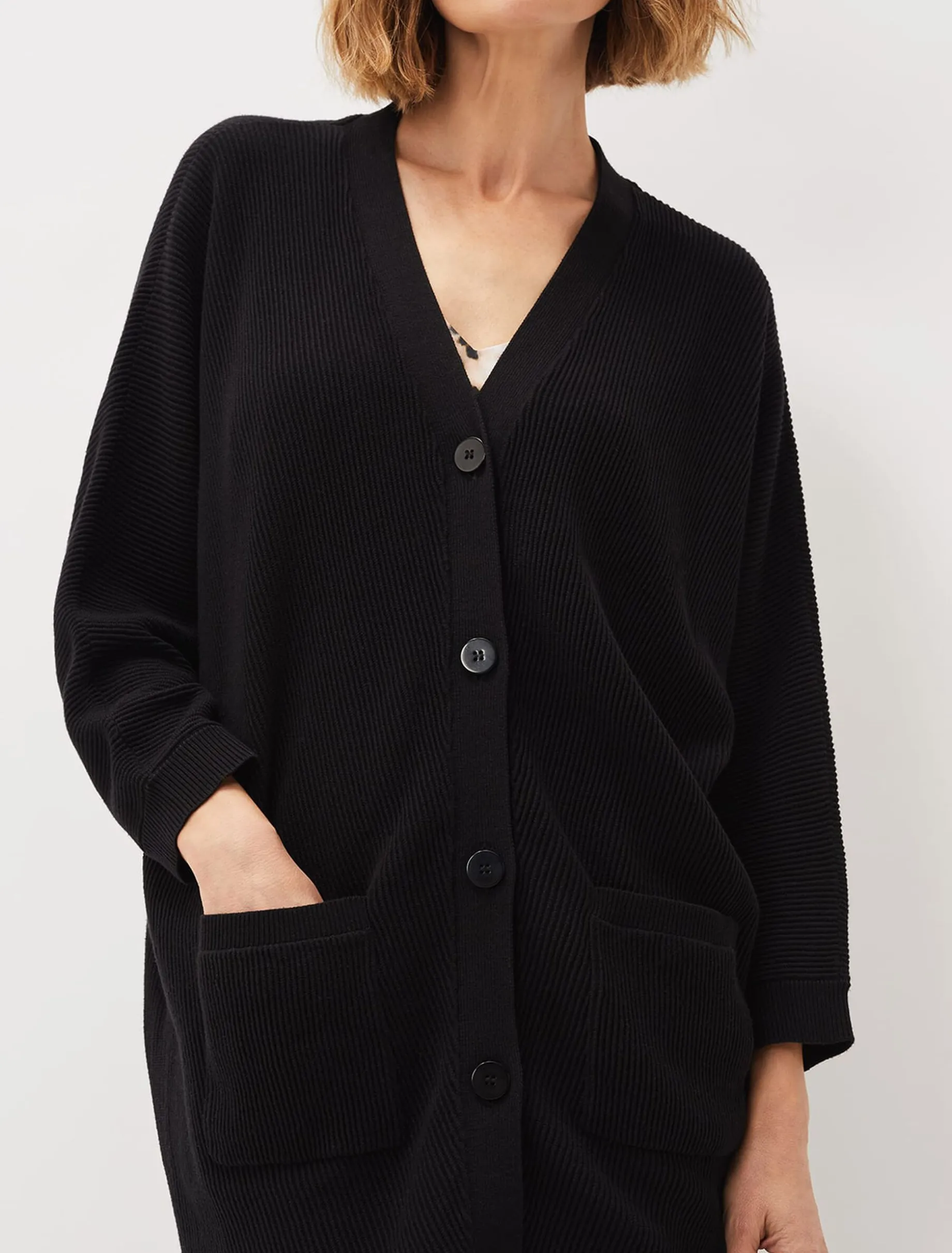 Annabella Ribbed Cocoon Cardigan