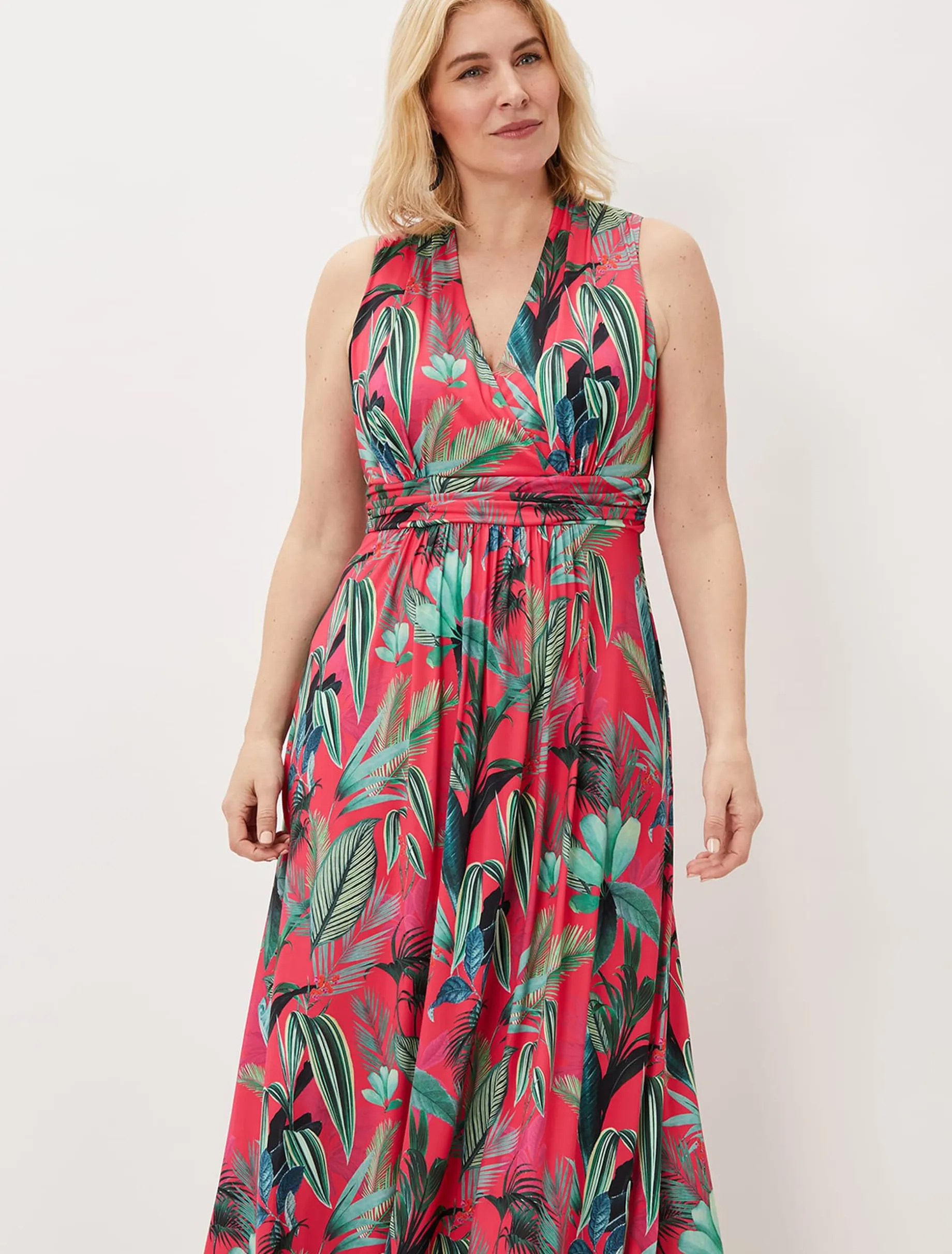 Antonia Jersey Palm Print Maxi Dress