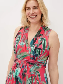 Antonia Jersey Palm Print Maxi Dress