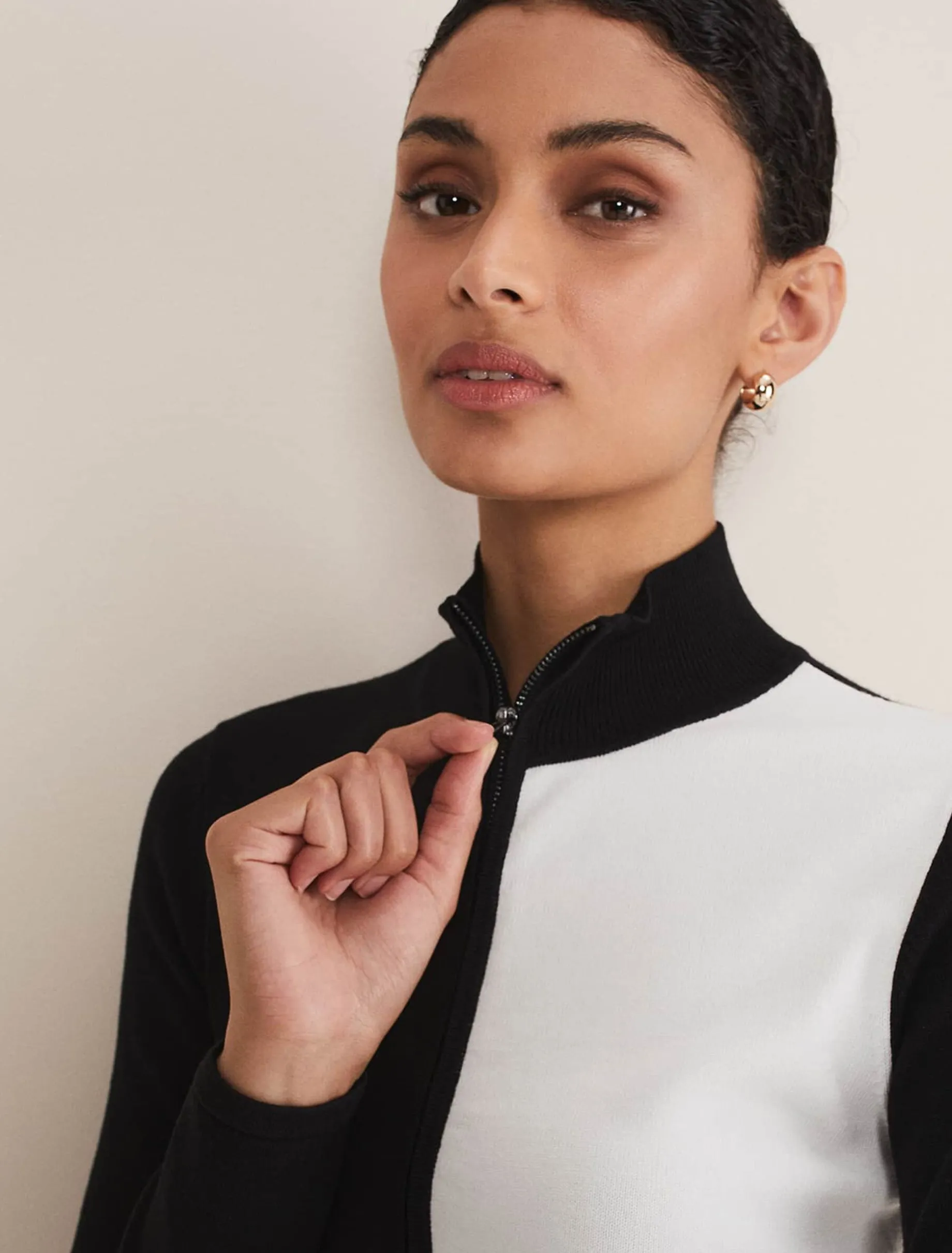 Arden Zip Detail Colourblock Knit Tunic