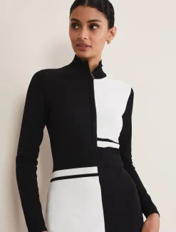 Arden Zip Detail Colourblock Knit Tunic
