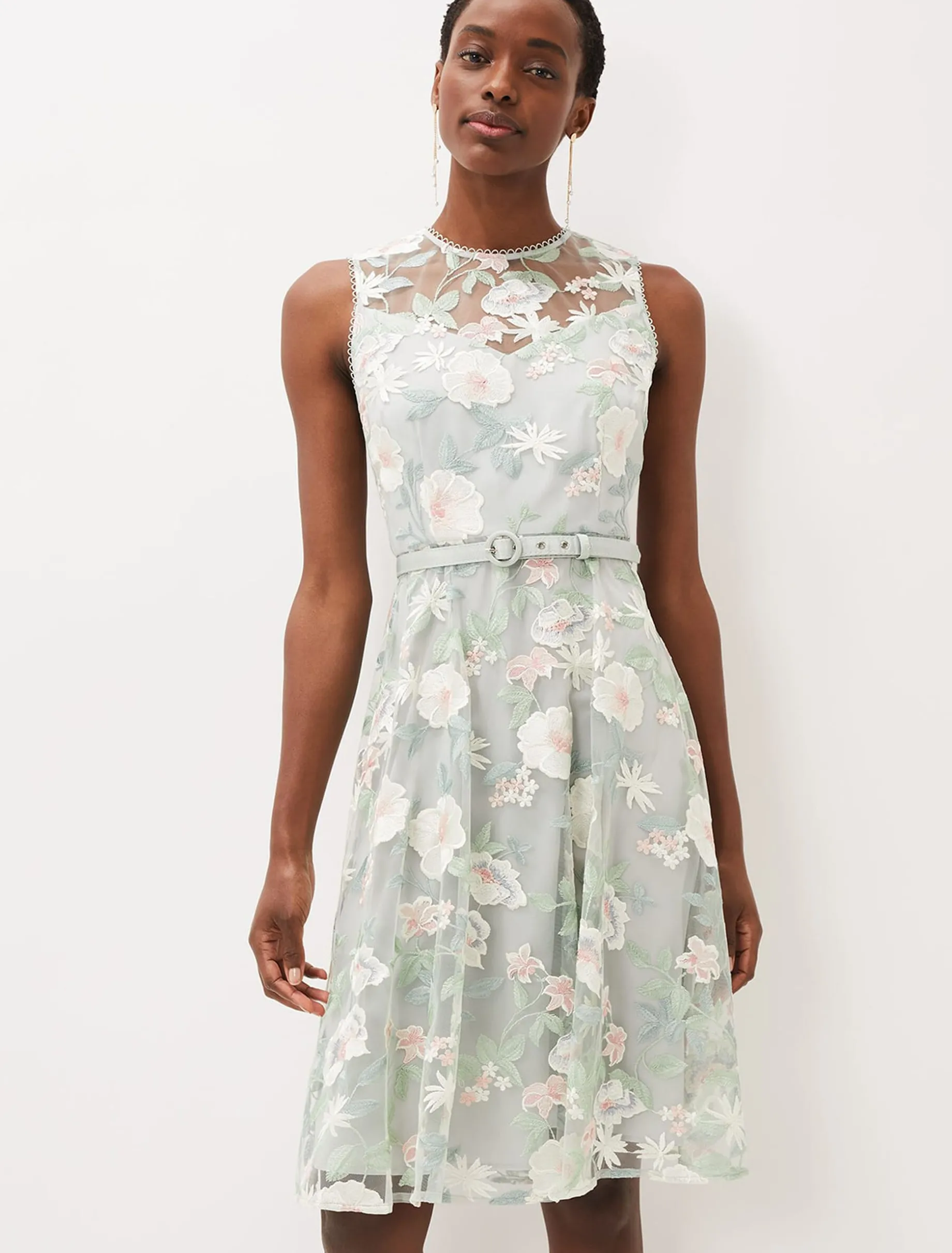 Aria Embroidered Fit And Flare Dress
