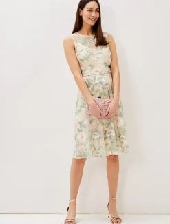 Aria Embroidered Lace Fit & Flare Dress