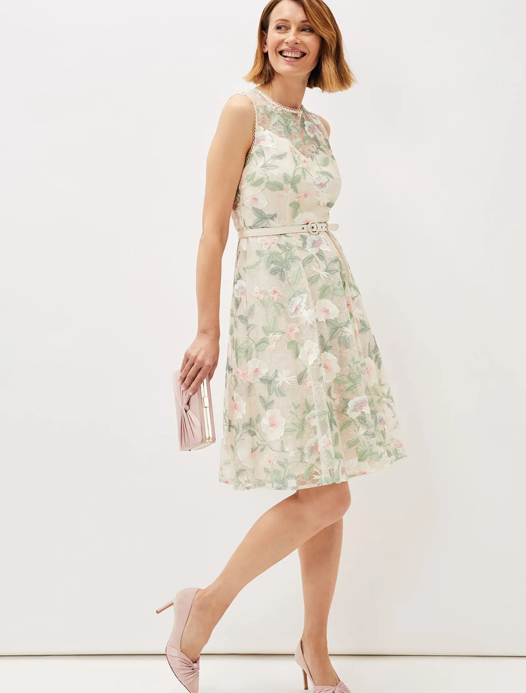 Aria Embroidered Lace Fit & Flare Dress