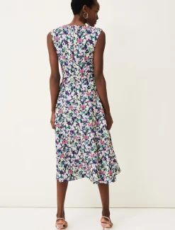 Arya Floral Frill Hem Sleeveless Midi Dress