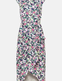 Arya Floral Frill Hem Sleeveless Midi Dress