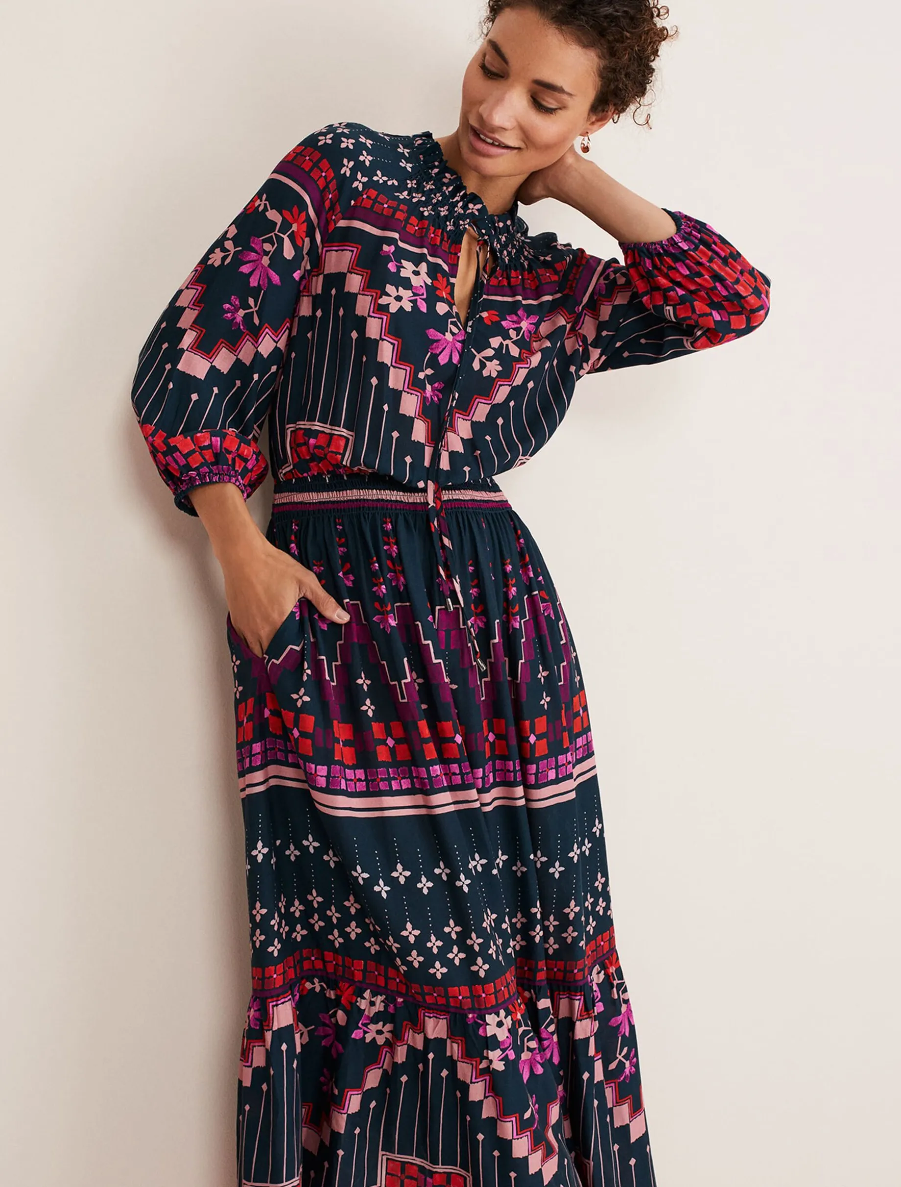 Asa Tile Print Midaxi Dress