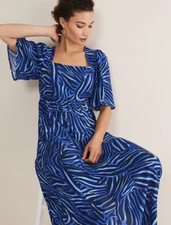 Ayesha Zebra Print Midi Dress
