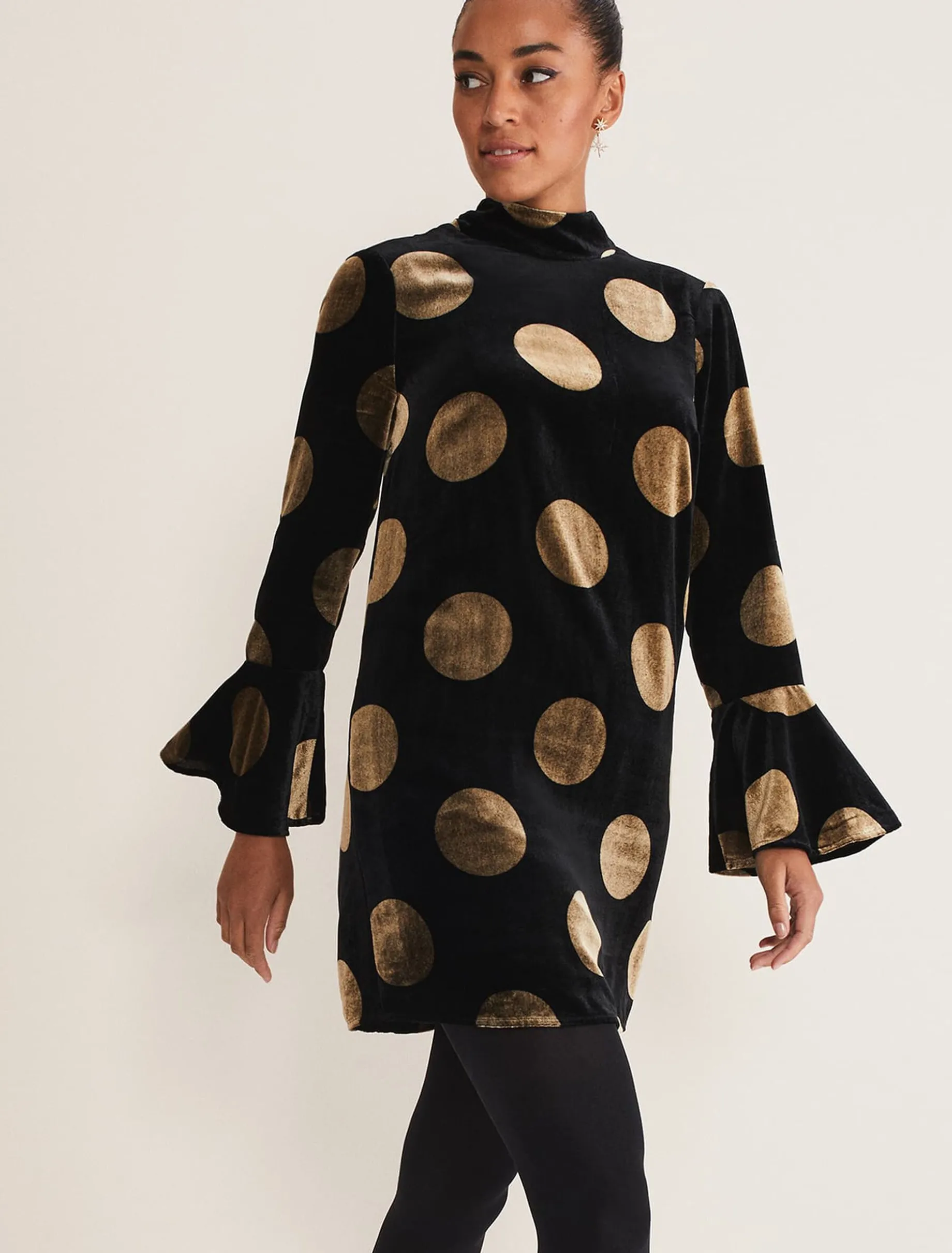Aylin Spot Bell Sleeve Dress