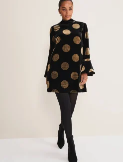 Aylin Spot Bell Sleeve Dress